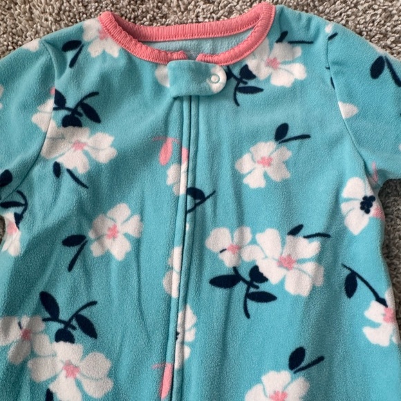 Carter’s Baby Girl Floral Footed Sleeper Pajamas Tropical pjs- Size 12 Months - Picture 3 of 7